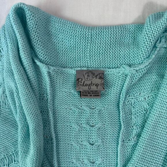 y2k aqua knit cowl neck cap sleeve top stretchy coquette style - Picture 4 of 6